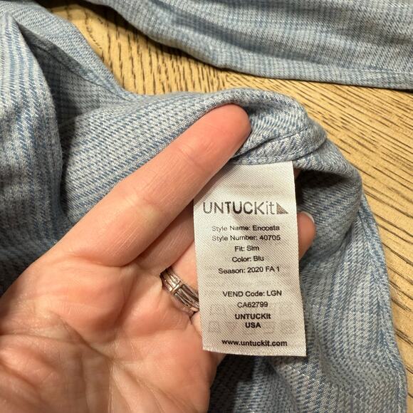 Untuckit Encosta Blue Long Sleeve Slim Fit Button Down Large - Picture 6 of 7